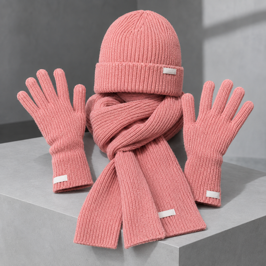 Imogen | Women's Cashmere Wool Blend Beanie, Scarf & Gloves Set