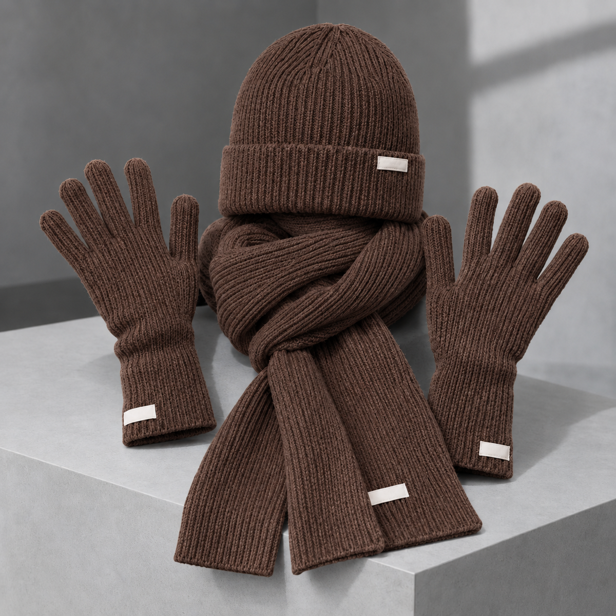 Imogen | Women's Cashmere Wool Blend Beanie, Scarf & Gloves Set