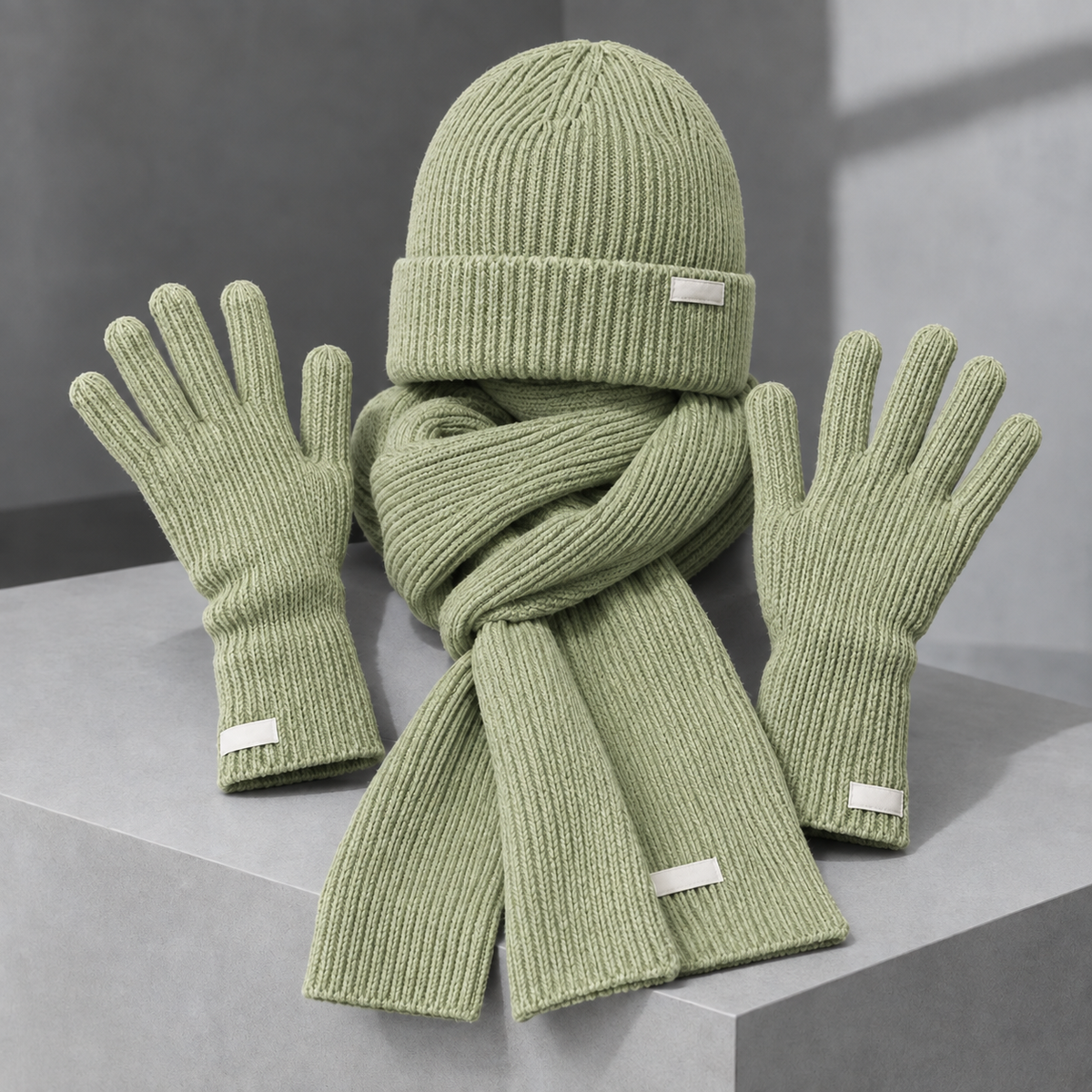 Imogen | Women's Cashmere Wool Blend Beanie, Scarf & Gloves Set
