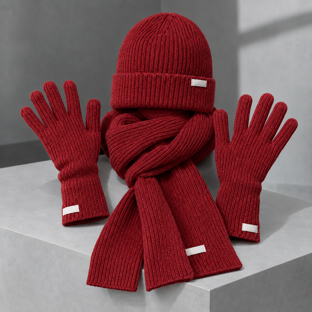 Imogen | Women's Cashmere Wool Blend Beanie, Scarf & Gloves Set
