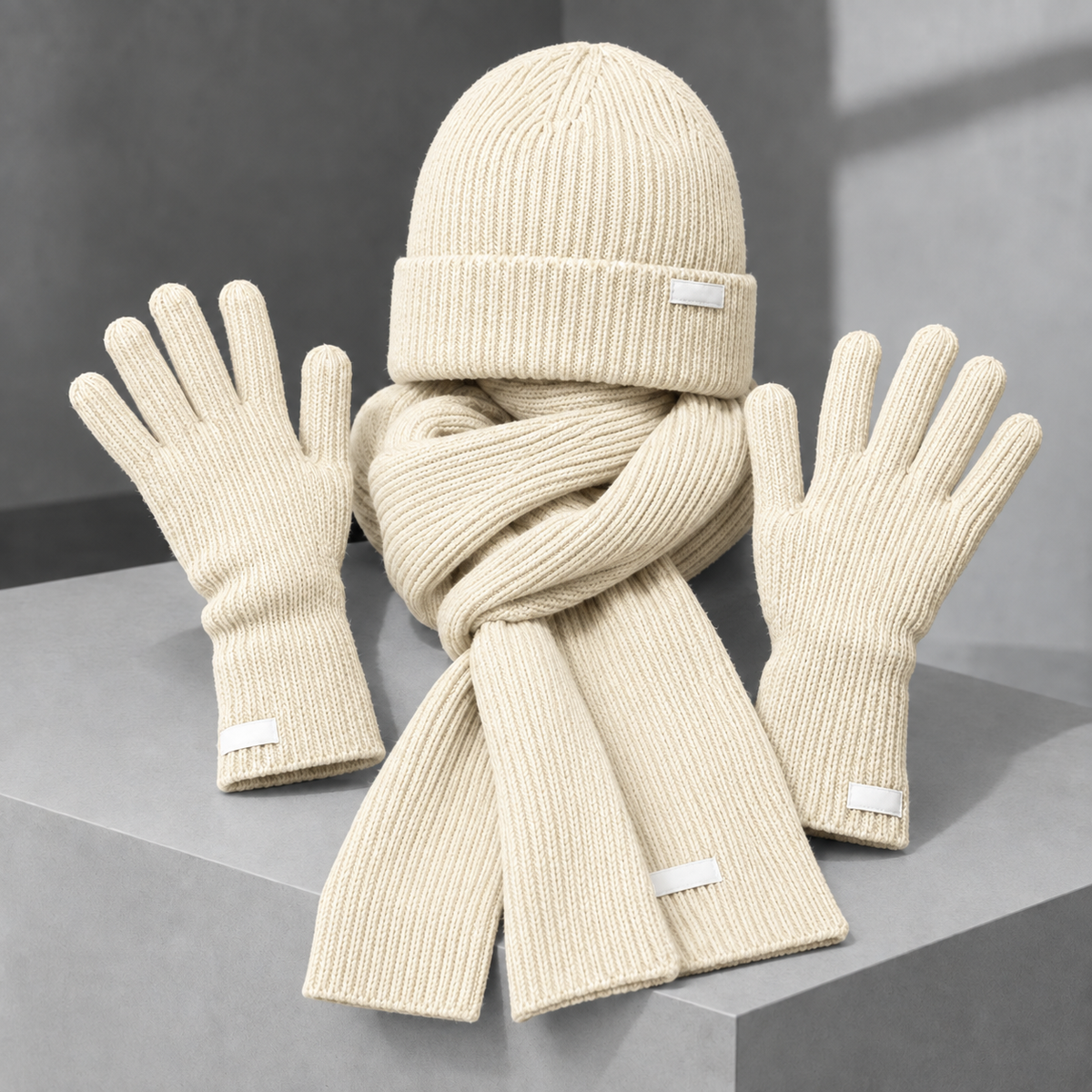 Imogen | Women's Cashmere Wool Blend Beanie, Scarf & Gloves Set