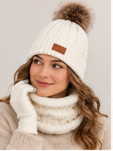 Bronwen | Women's Hat, Gloves & Snood Set – Knitted 3-Piece Winter Gift Set