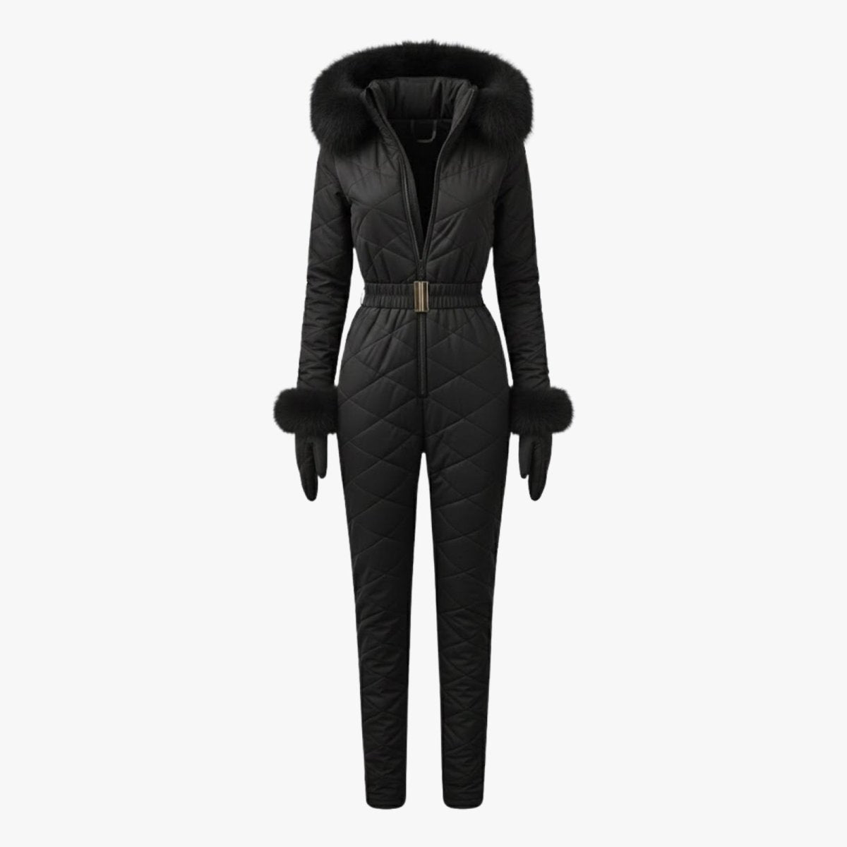 Remy | Women's Quilted Faux Fur Trim Ski Suit