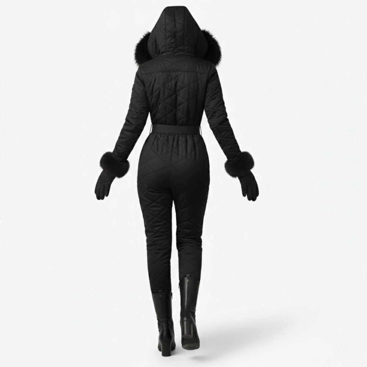 Remy | Women's Quilted Faux Fur Trim Ski Suit