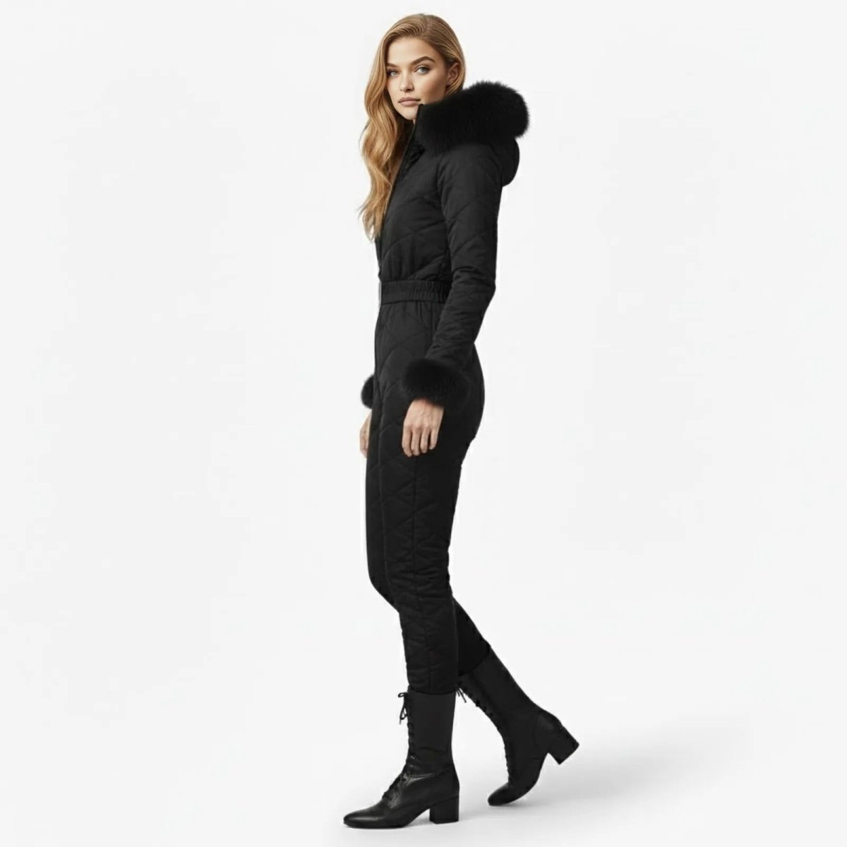Remy | Women's Quilted Faux Fur Trim Ski Suit