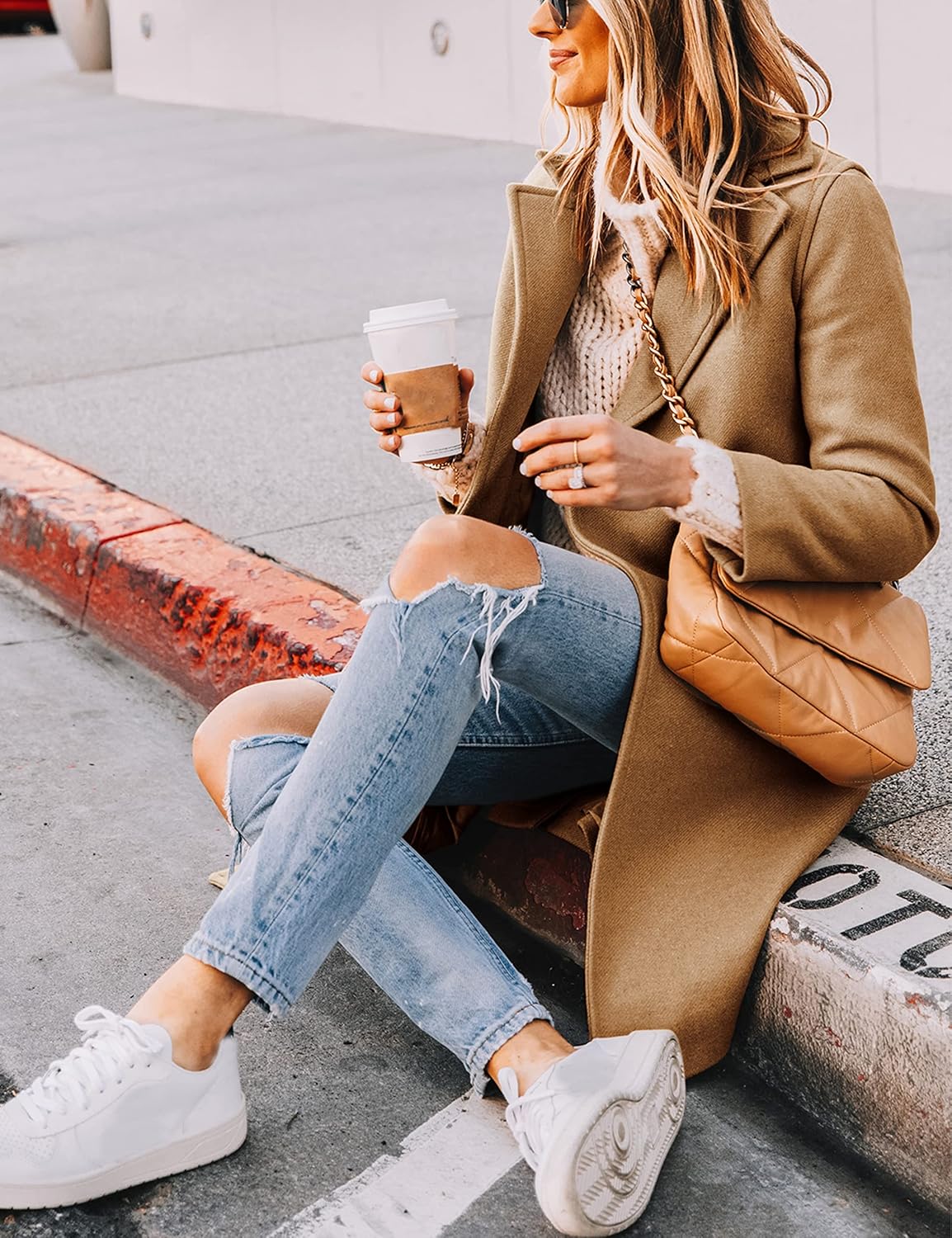 Clarice | Women's Double-Breasted Longline Coat with Notch Lapels