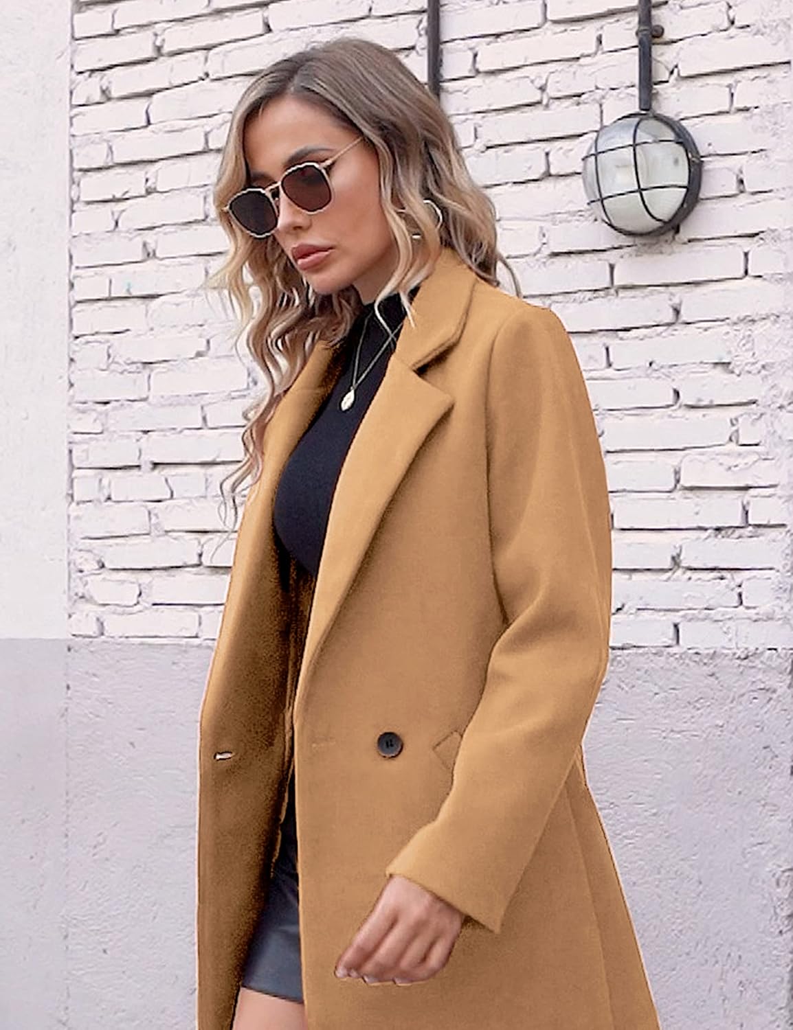 Clarice | Women's Double-Breasted Longline Coat with Notch Lapels