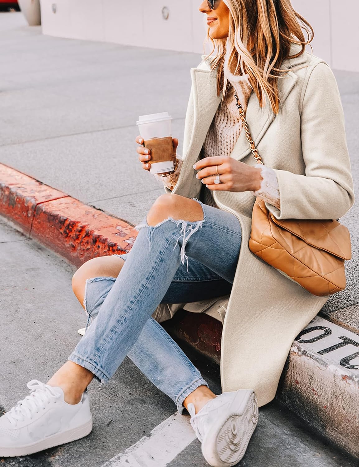 Clarice | Women's Double-Breasted Longline Coat with Notch Lapels