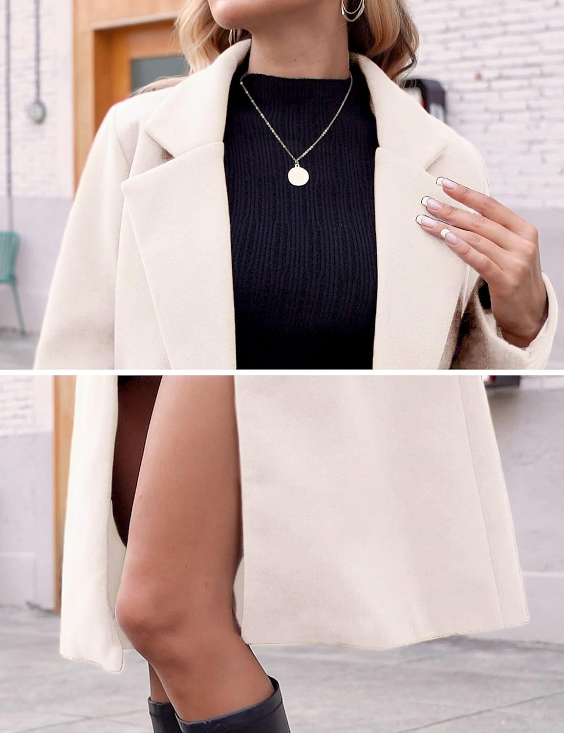 Clarice | Women's Double-Breasted Longline Coat with Notch Lapels
