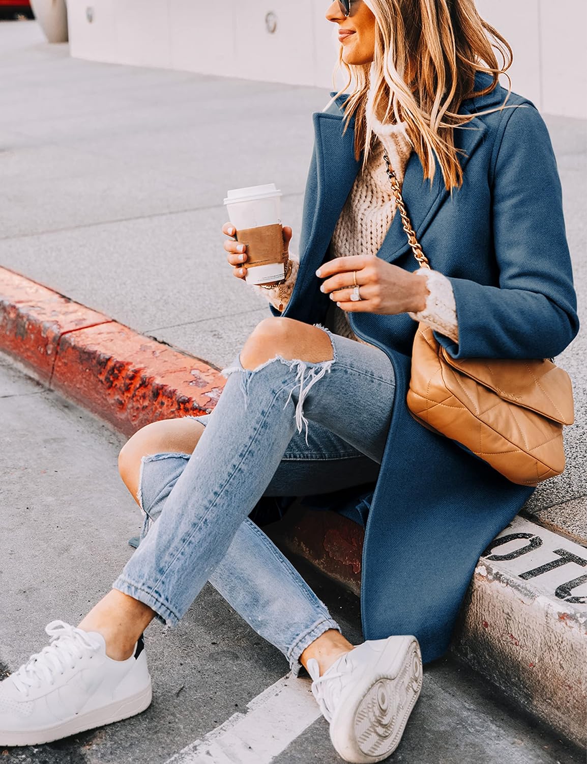 Clarice | Women's Double-Breasted Longline Coat with Notch Lapels