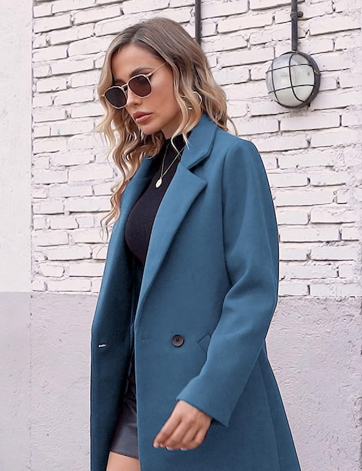Clarice | Women's Double-Breasted Longline Coat with Notch Lapels