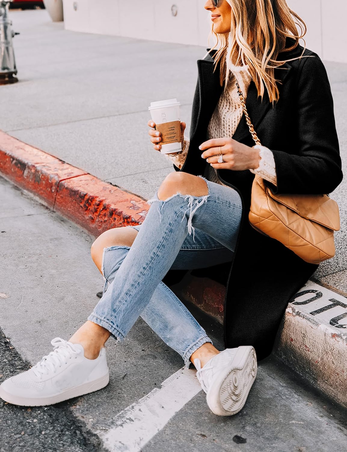 Clarice | Women's Double-Breasted Longline Coat with Notch Lapels