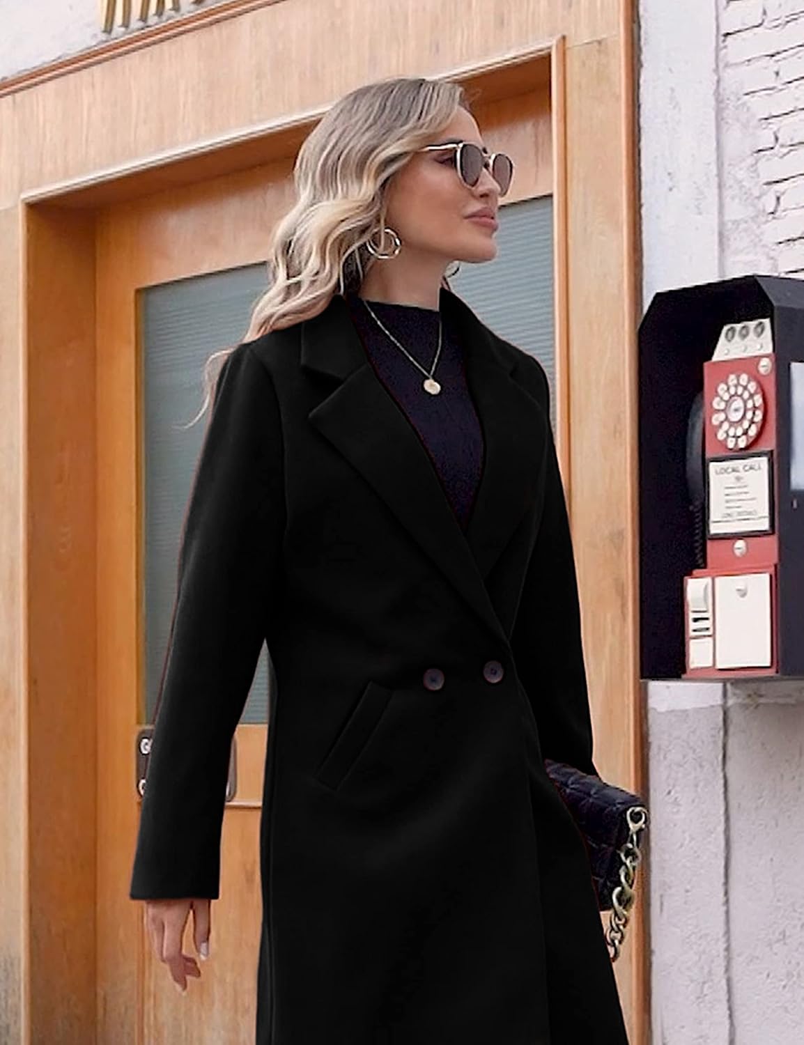 Clarice | Women's Double-Breasted Longline Coat with Notch Lapels