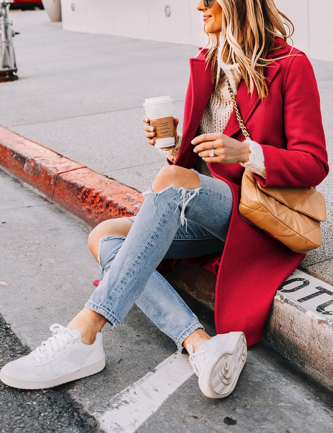 Clarice | Women's Double-Breasted Longline Coat with Notch Lapels