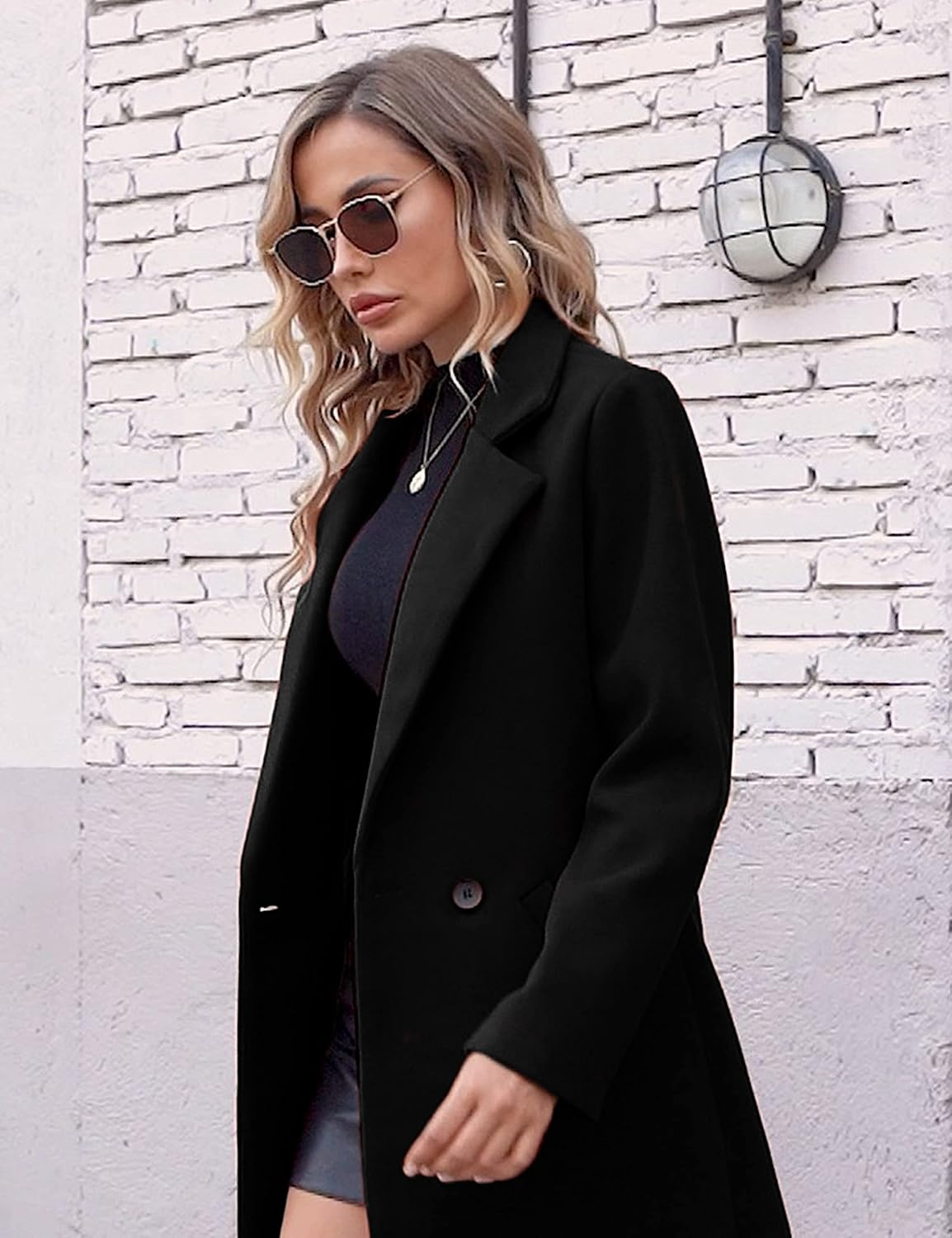 Clarice | Women's Double-Breasted Longline Coat with Notch Lapels