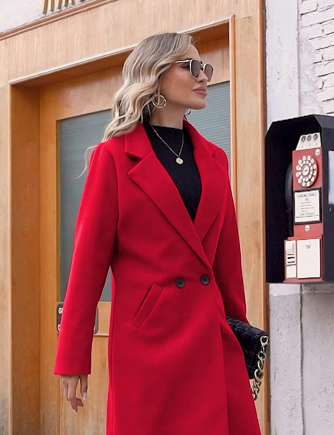Clarice | Women's Double-Breasted Longline Coat with Notch Lapels