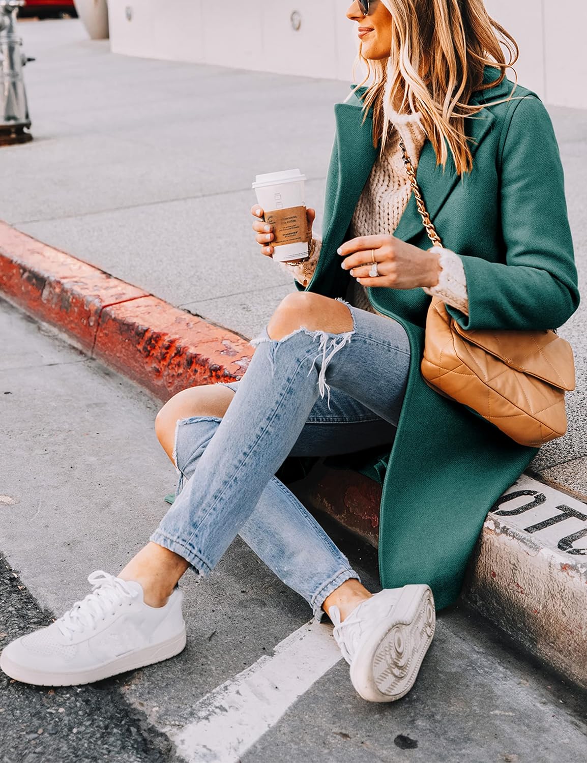 Clarice | Women's Double-Breasted Longline Coat with Notch Lapels