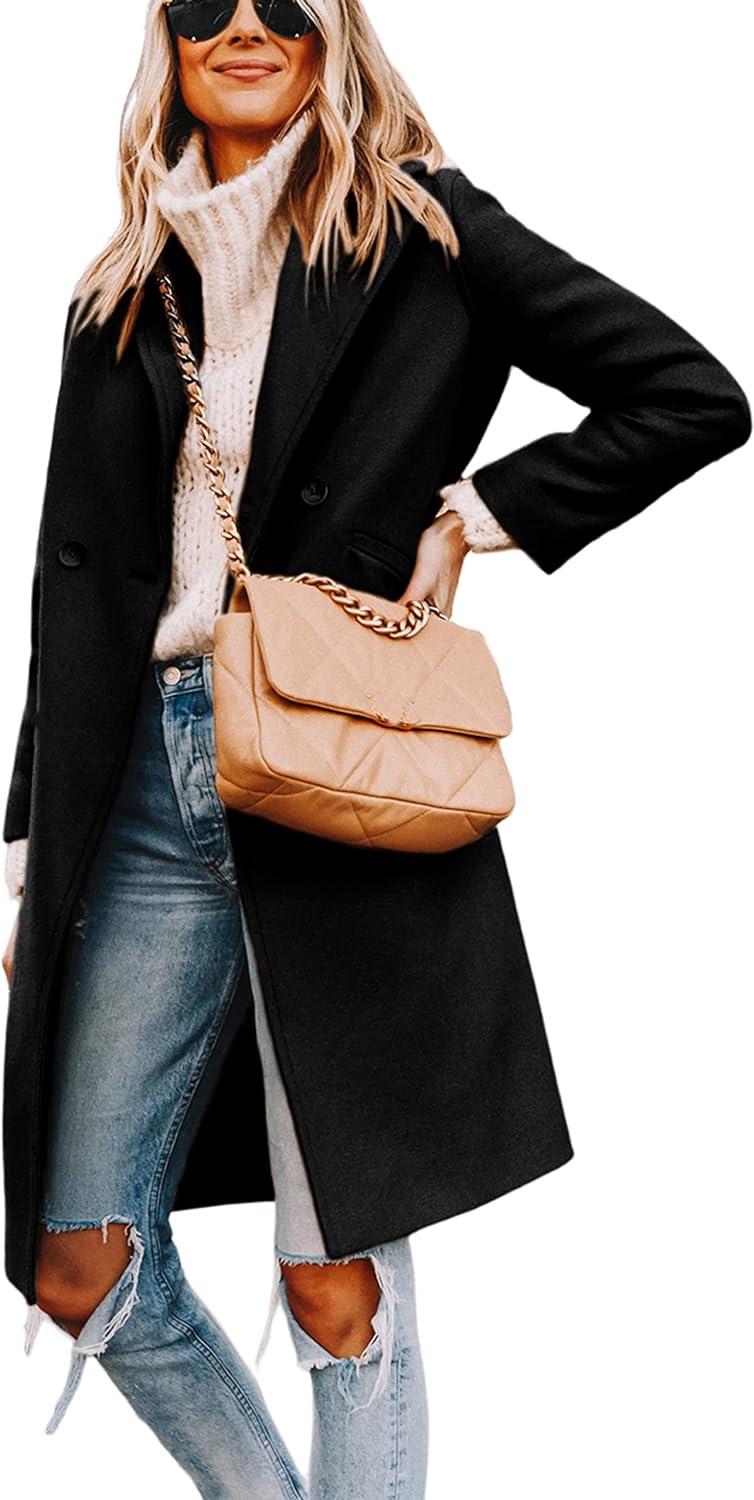 Clarice | Women's Double-Breasted Longline Coat with Notch Lapels