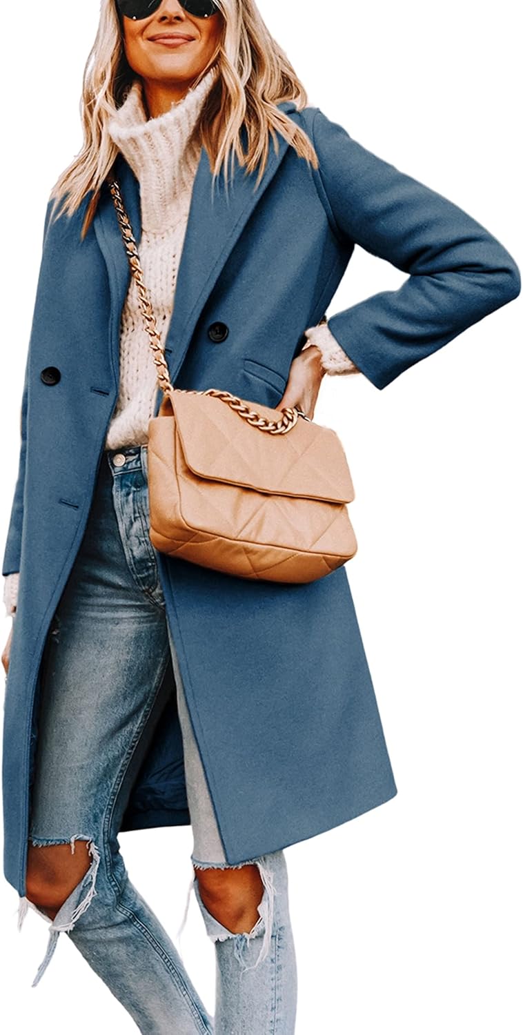 Clarice | Women's Double-Breasted Longline Coat with Notch Lapels