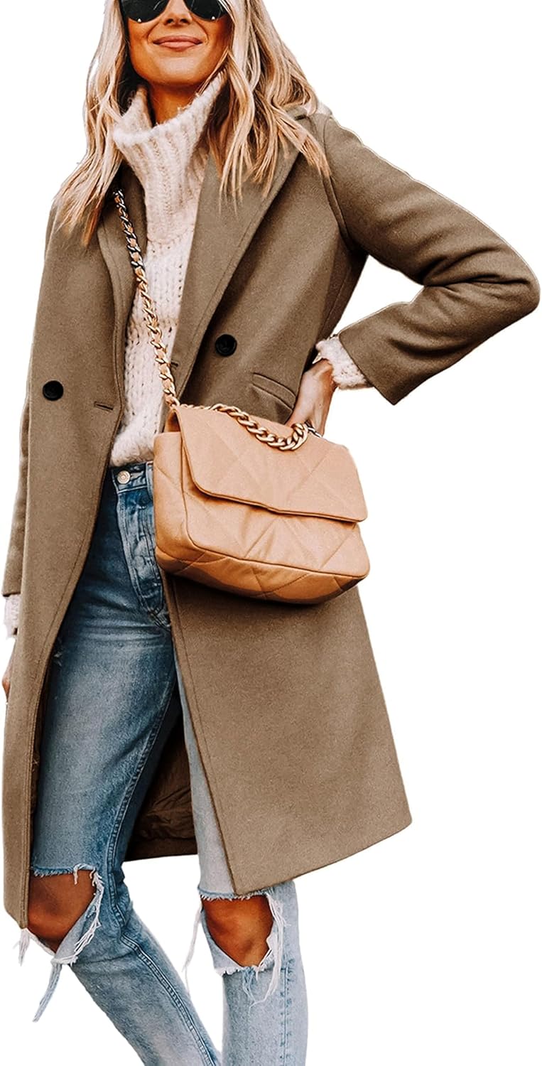 Clarice | Women's Double-Breasted Longline Coat with Notch Lapels