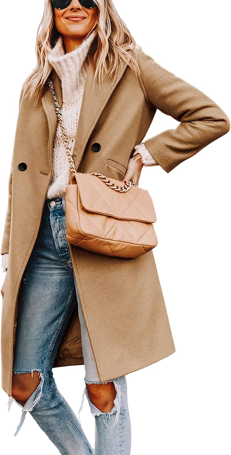 Clarice | Women's Double-Breasted Longline Coat with Notch Lapels