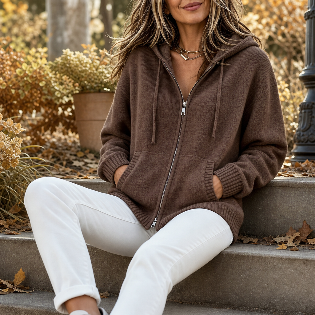 Felicity | Women's Hooded Oversized Knit Cardigan – Open Front