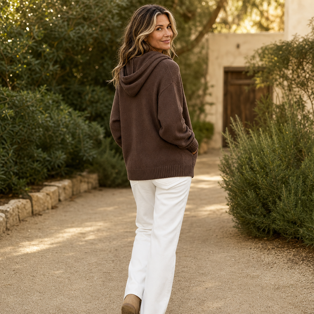 Felicity | Women's Hooded Oversized Knit Cardigan – Open Front