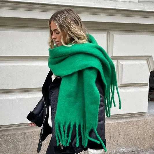 Arabella | Women's Long Fringe Winter Cotton Scarf with Tassels