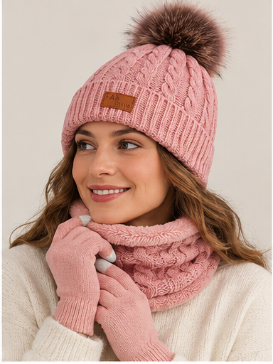 Bronwen | Women's Hat, Gloves & Snood Set – Knitted 3-Piece Winter Gift Set