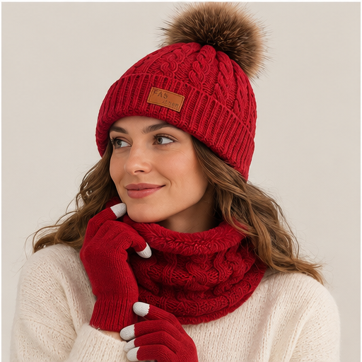 Bronwen | Women's Hat, Gloves & Snood Set – Knitted 3-Piece Winter Gift Set