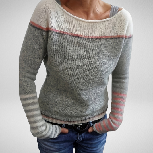 Tavitha | Women's Striped Boat Neck Knitted Jumper