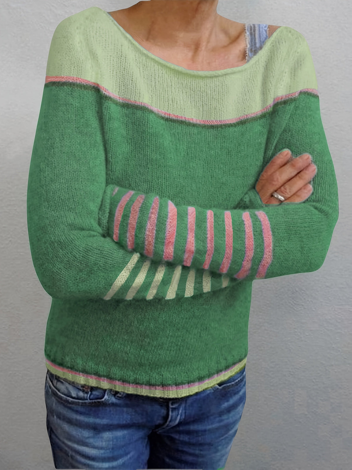 Tavitha | Women's Striped Boat Neck Knitted Jumper