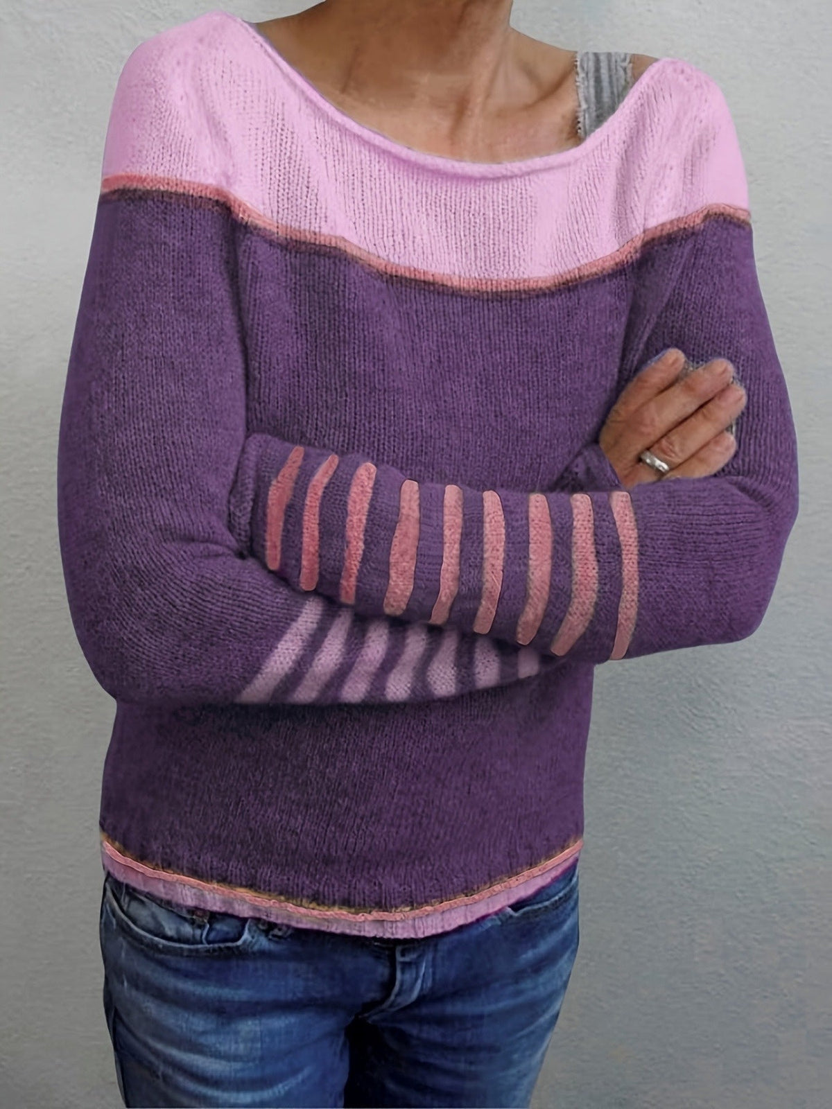 Tavitha | Women's Striped Boat Neck Knitted Jumper
