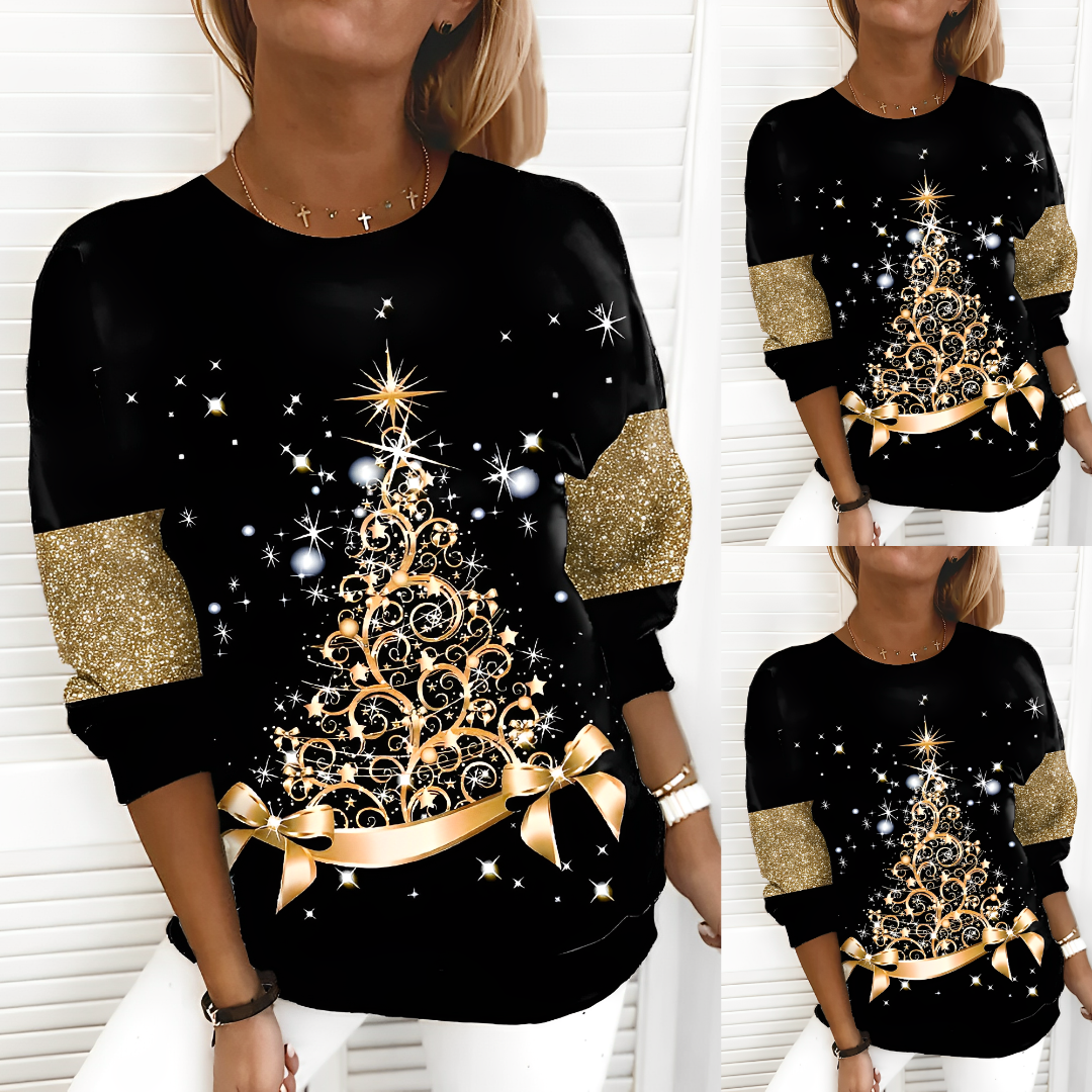 Dorothea | Women's Black Christmas Jumper Festive Pattern