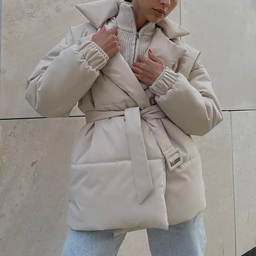 Marcelline | Women's Belted Wrap Puffer Jacket