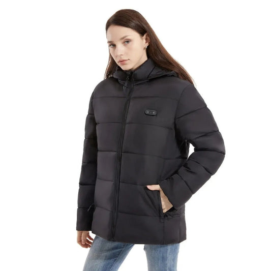 Ffion | Women's Heated Puffer Jacket with Detachable Hood & Two-Tone Yoke
