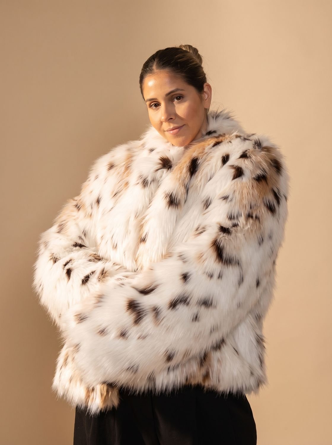 Leonie | Leopard Print Cropped Faux Fur Coat