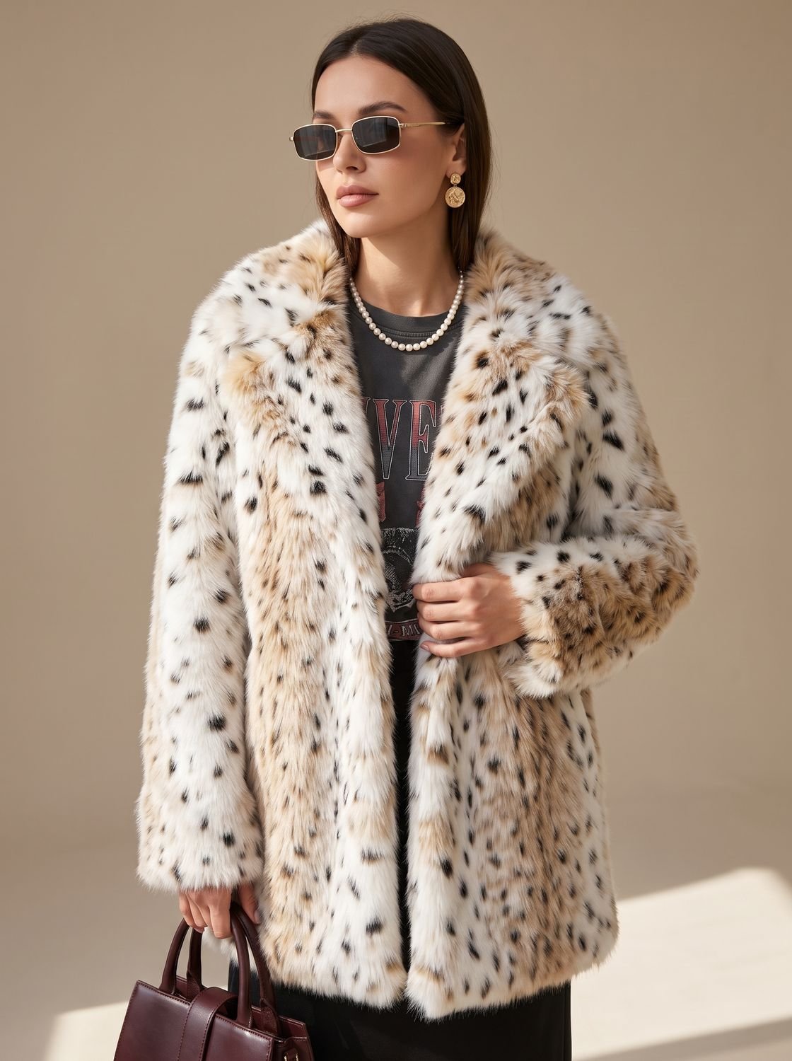 Leonie | Leopard Print Cropped Faux Fur Coat