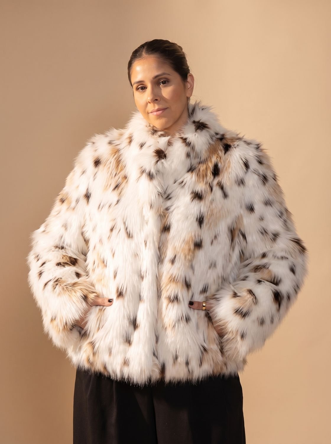 Leonie | Leopard Print Cropped Faux Fur Coat