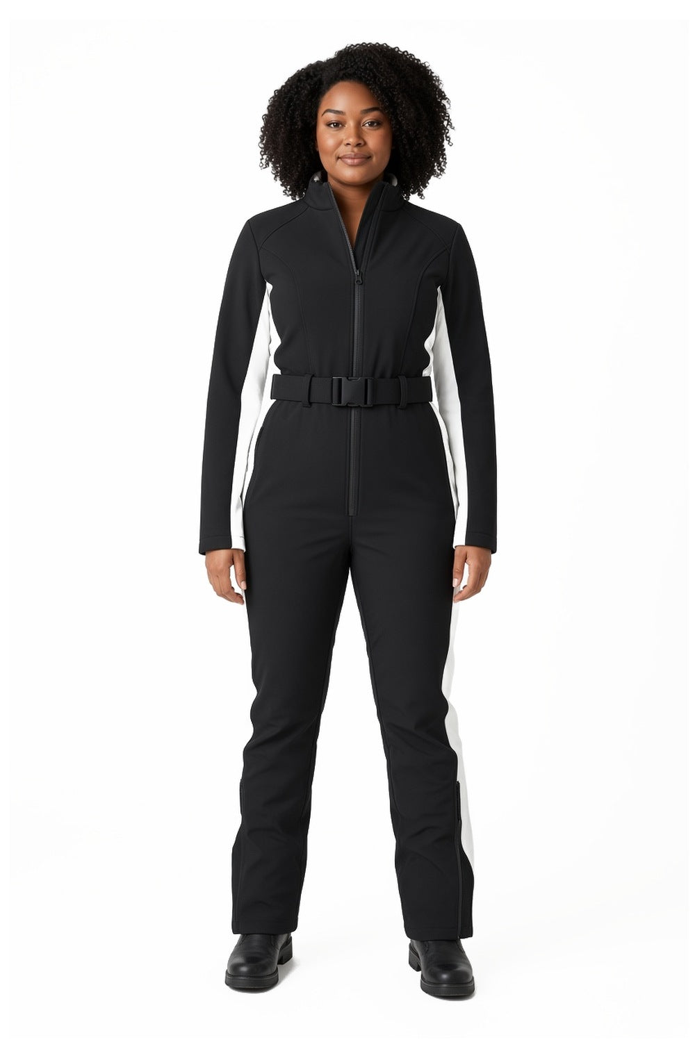 Hedda | Women's Belted One-Piece Ski Suit with Stand Collar