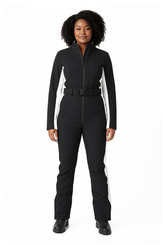 Hedda | Women's Belted One-Piece Ski Suit with Stand Collar