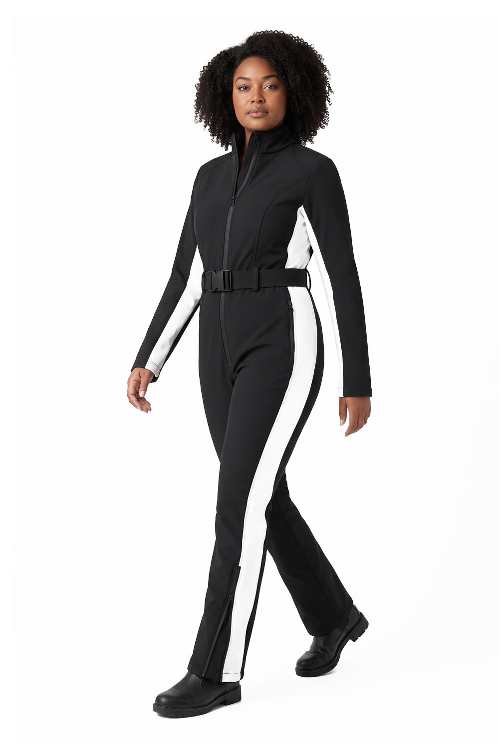 Hedda | Women's Belted One-Piece Ski Suit with Stand Collar