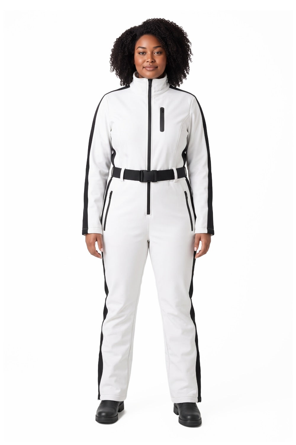Hedda | Women's Belted One-Piece Ski Suit with Stand Collar