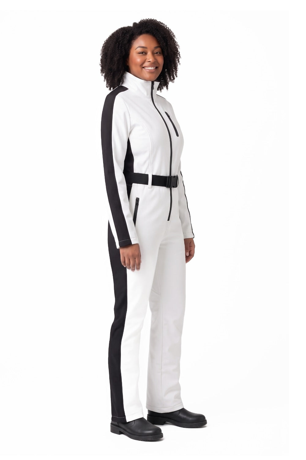 Hedda | Women's Belted One-Piece Ski Suit with Stand Collar