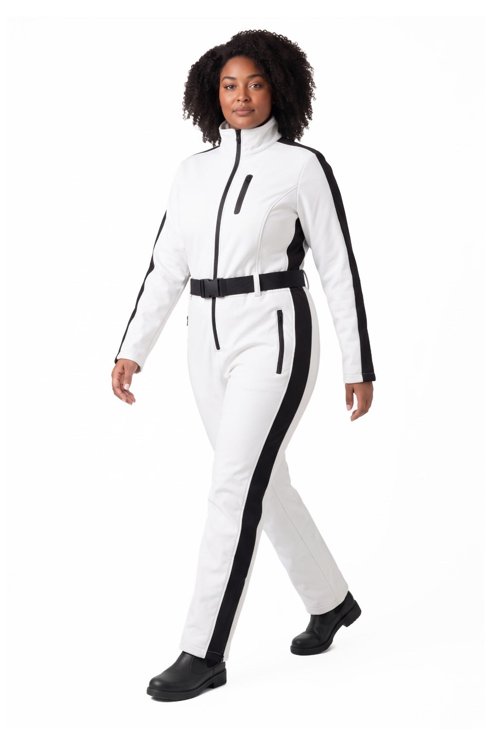 Hedda | Women's Belted One-Piece Ski Suit with Stand Collar