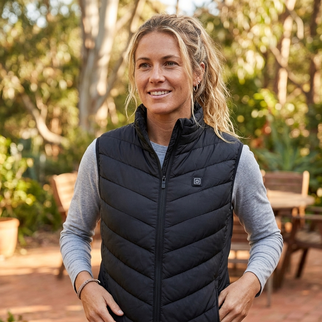 Niamh | Women's USB Heated Gilet with Stand Collar – Quilted Chevron Body Warmer