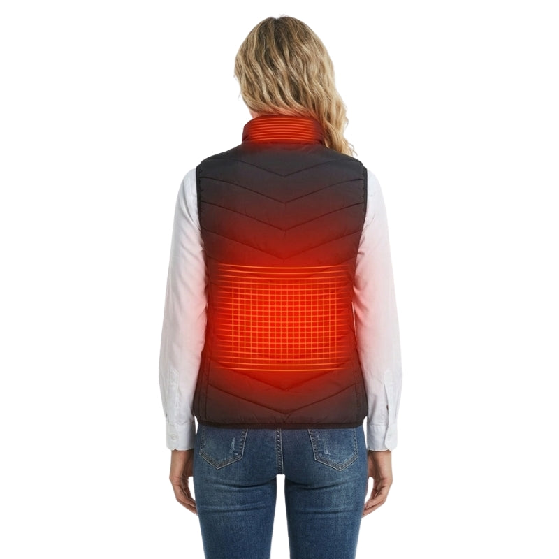 Niamh | Women's USB Heated Gilet with Stand Collar – Quilted Chevron Body Warmer