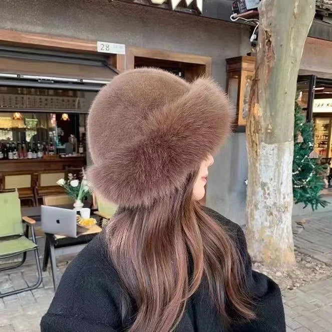Liv | Women's Faux Fur Winter Hat with Wide Cuffed Brim