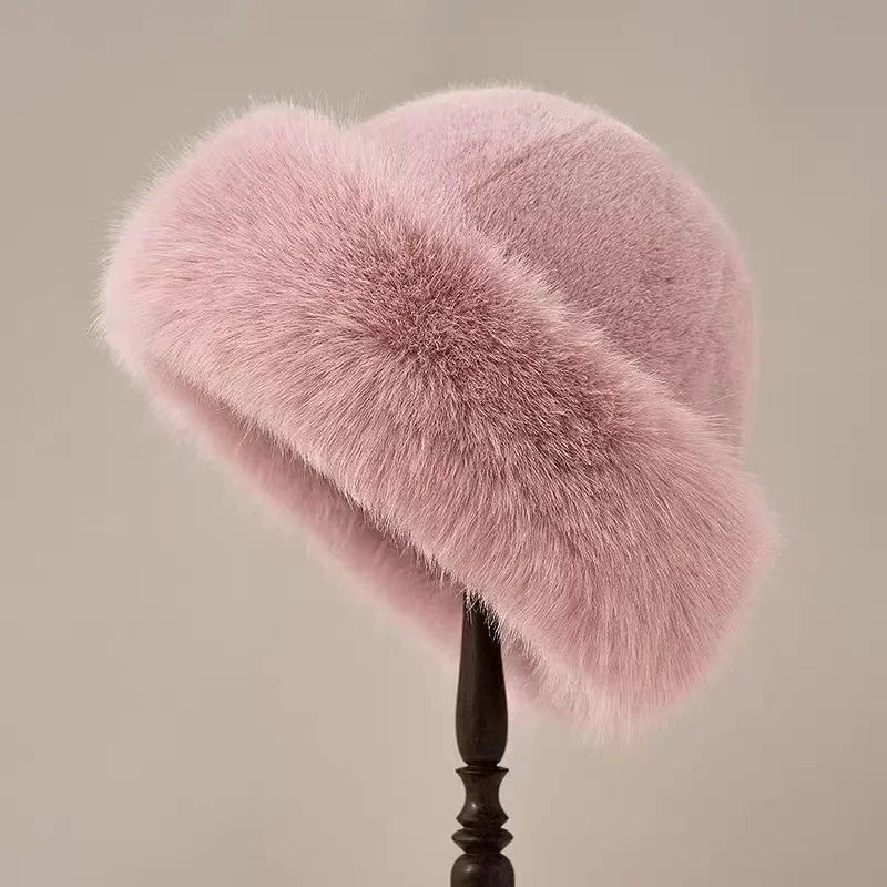 Liv | Women's Faux Fur Winter Hat with Wide Cuffed Brim