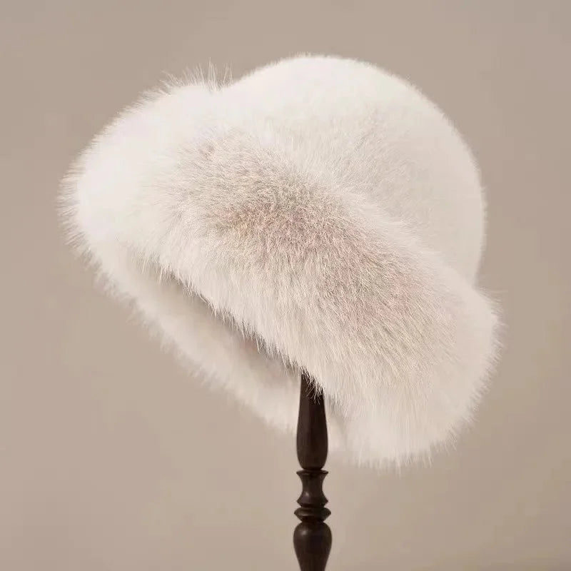 Liv | Women's Faux Fur Winter Hat with Wide Cuffed Brim